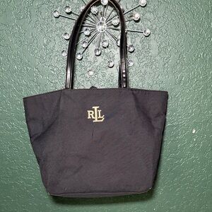 Vintage Ralph Lauren Black Canvas Purse Tote Women's Handbag